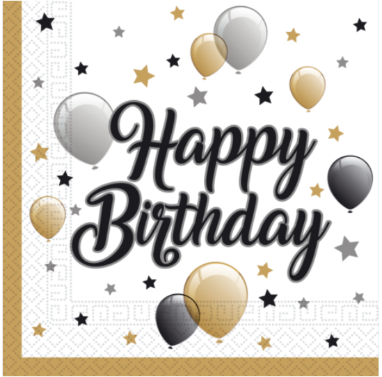 Servíettur Happy birthday  20 stk.
