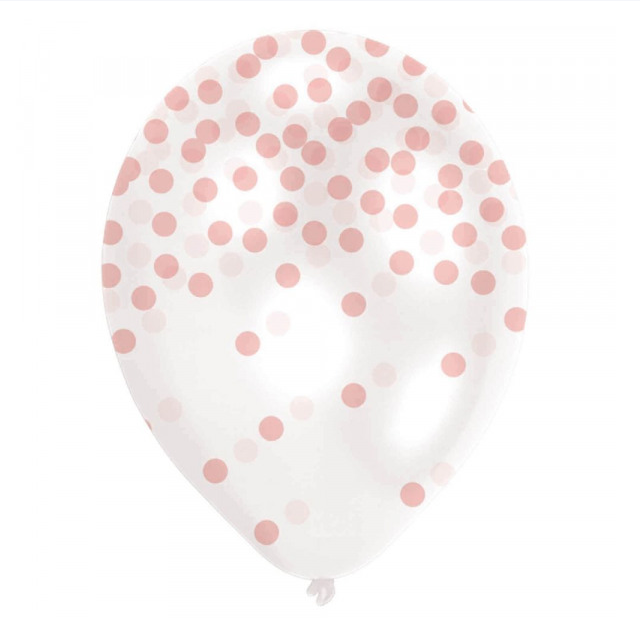 Latexblaðra. Rosegold Confettimunstur. 1 stk