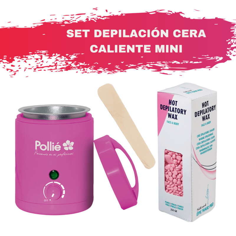 Set Depilación Cera Caliente MINI fundidor Rosa