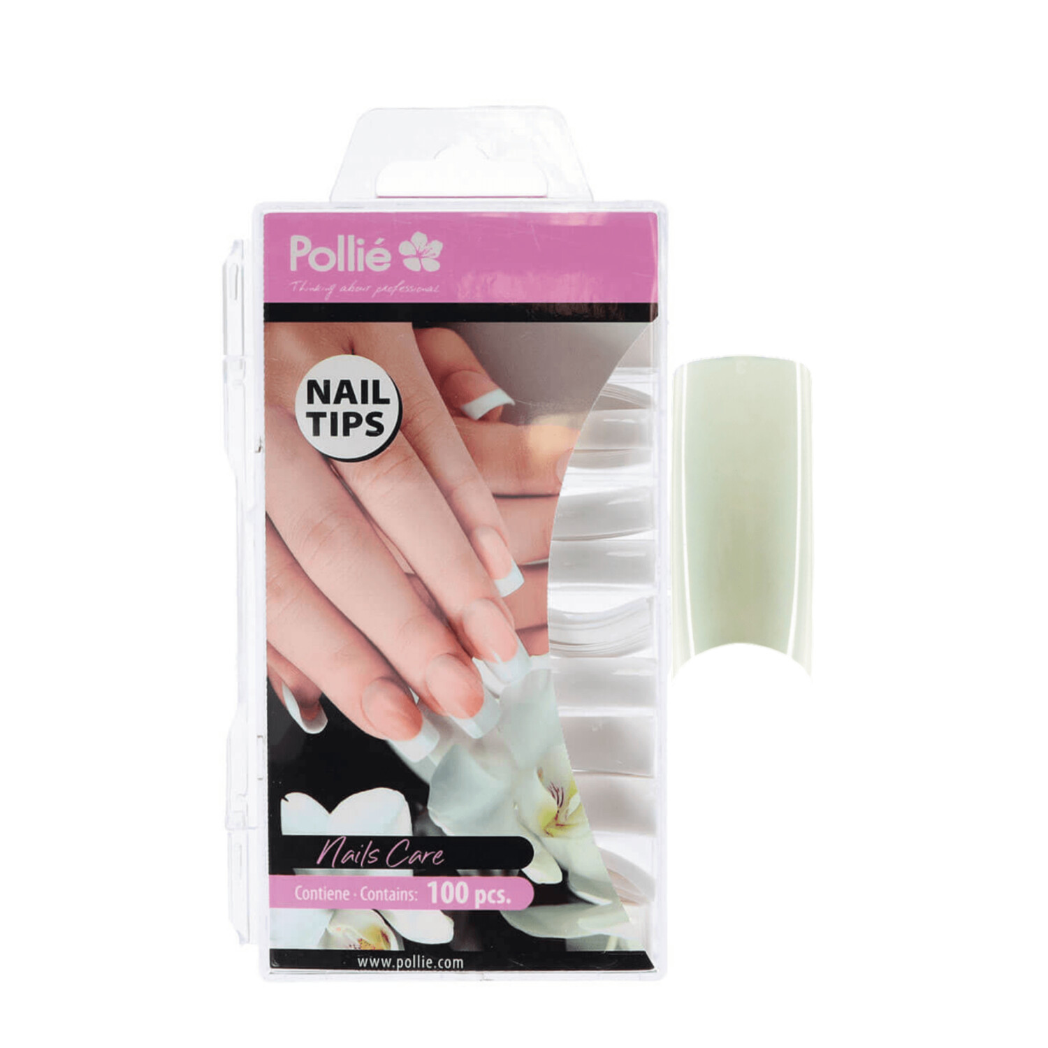 Tips de uñas Square anclaje corto color Natural caja 100 uds surtidas