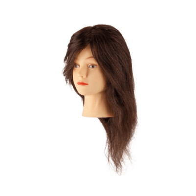 Maniquí de Prácticas de peluquería 100% Pelo Humano #Castaño 45cm