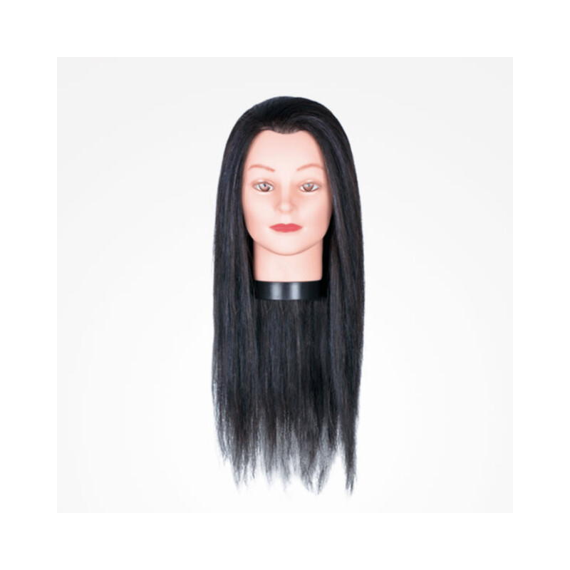 Cabeza de Maniquí Prácticas Cabello 100% humano Negro 55-60cm.