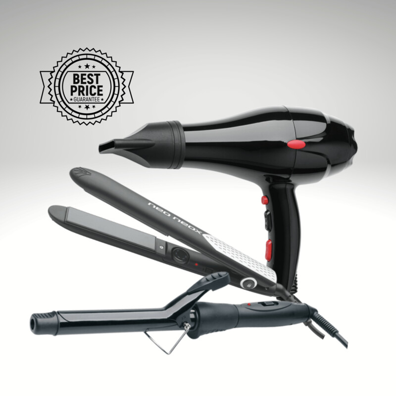 Kit Herramientas de peinado Secador, Plancha y Tenacilla rizadora