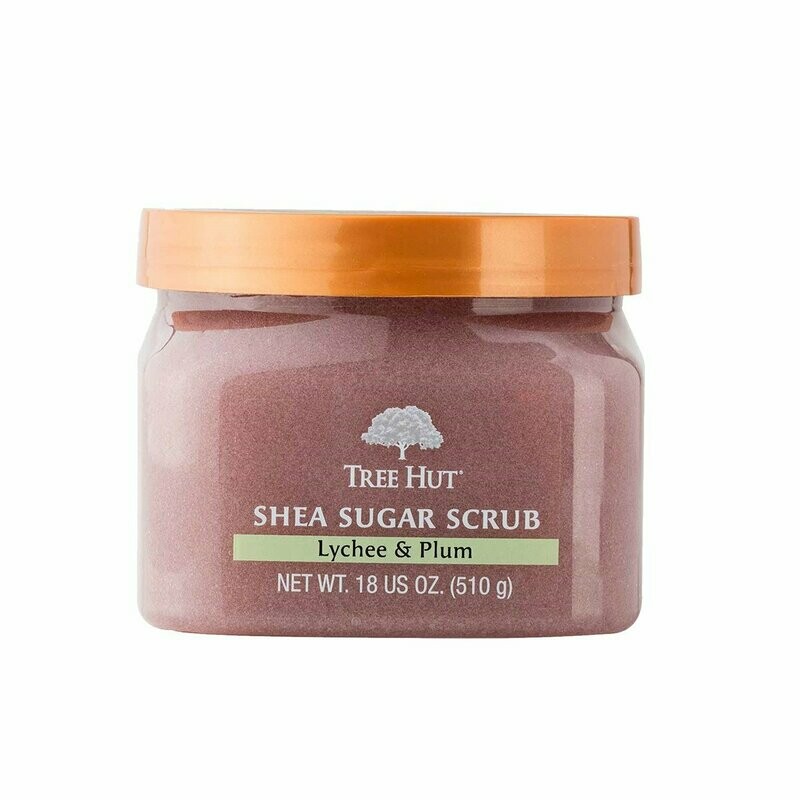 Tree Hut Shea Sugar Scrub Lychee&Plum 510g | Exfoliante corporal de azúcar con Lichi y Ciruela de Kakadú