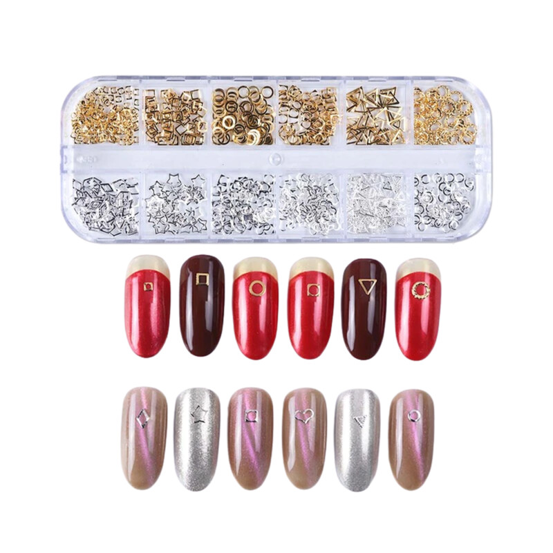 Estuche Adornos Metálicos para Uñas 12 modelos surtidos #01