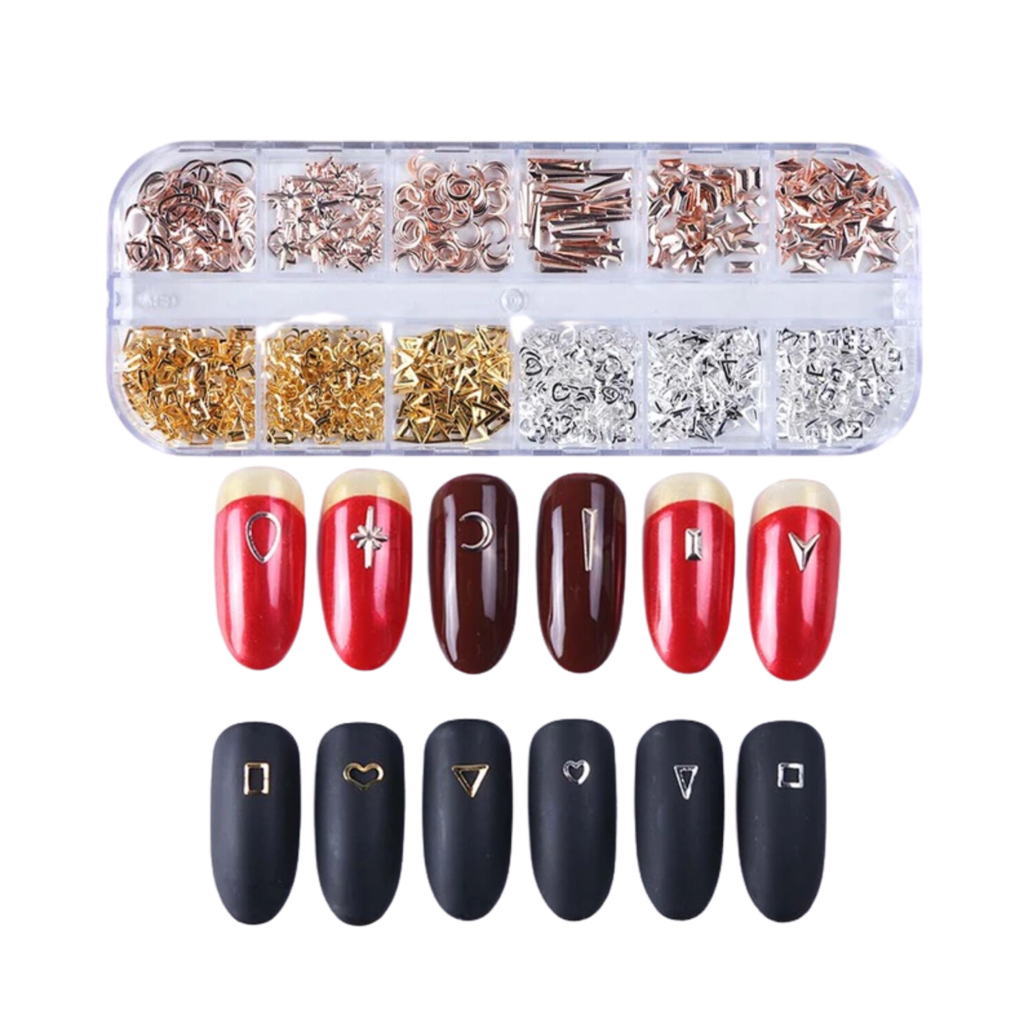 Estuche Adornos Metálicos para Uñas 12 modelos surtidos #02
