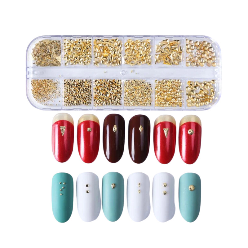 Estuche Adornos Metálicos para Uñas 12 modelos surtidos #03