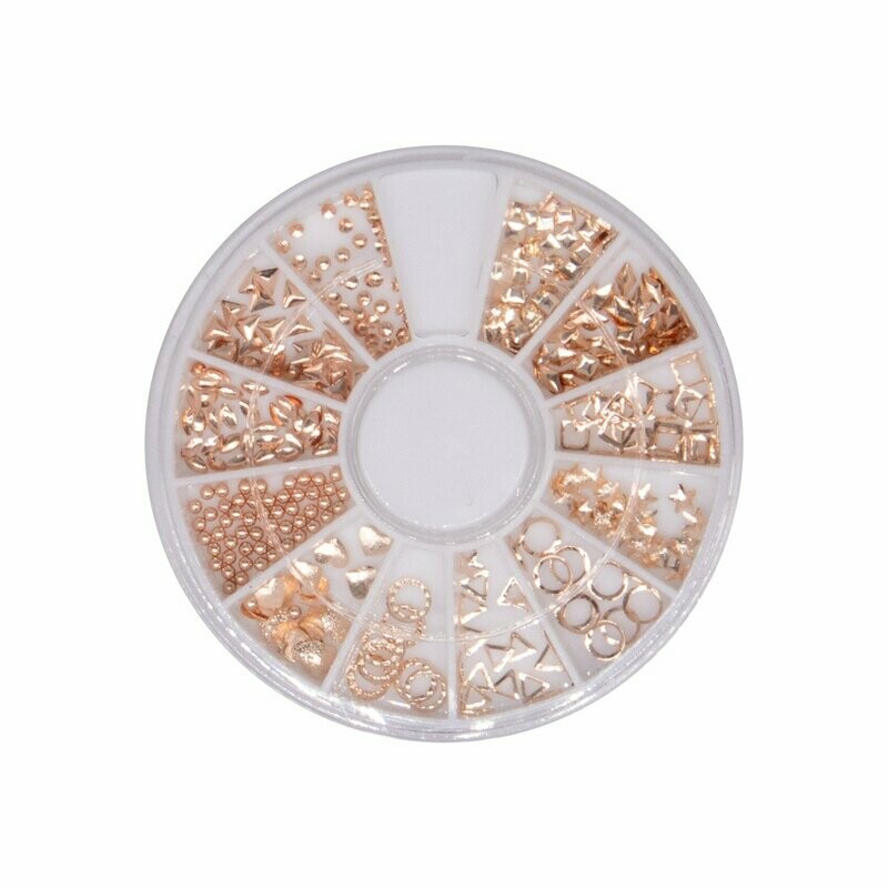 Rueda Adornos Metálicos Para Uñas Mix  Color Rose Gold