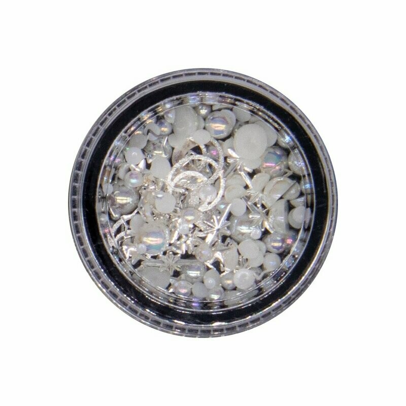 Gemas Para Decoración de Uñas Mix Plata y Perla 28813