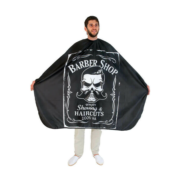 Capa de corte barbero modelo Barber Shop color negro