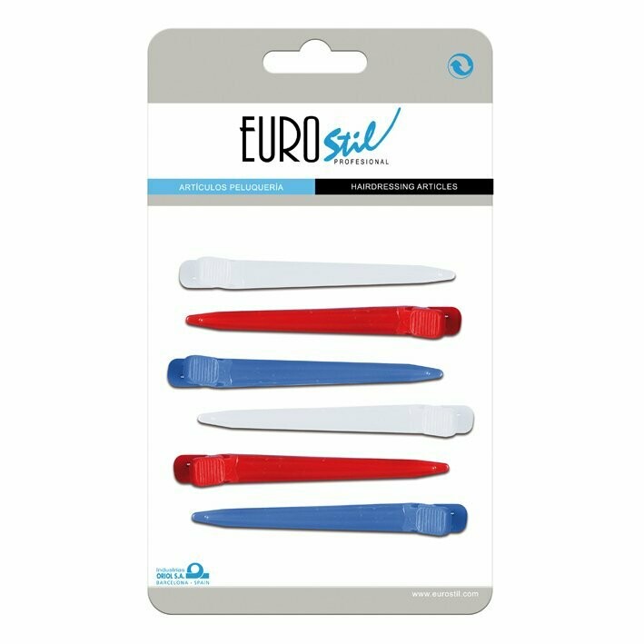 Pinzas de plástico curvadas cartón 6 uds.