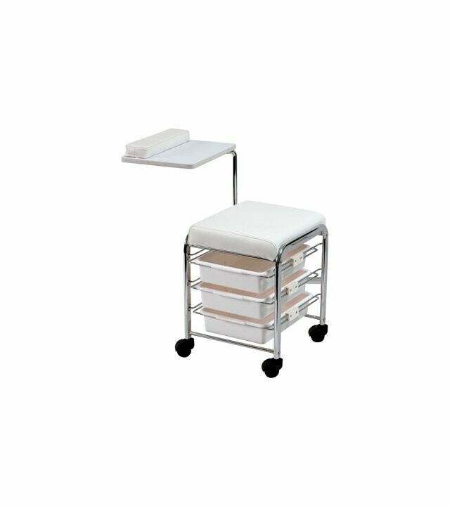 Carrito de manicura con asiento y mesa MICHELLE color blanco