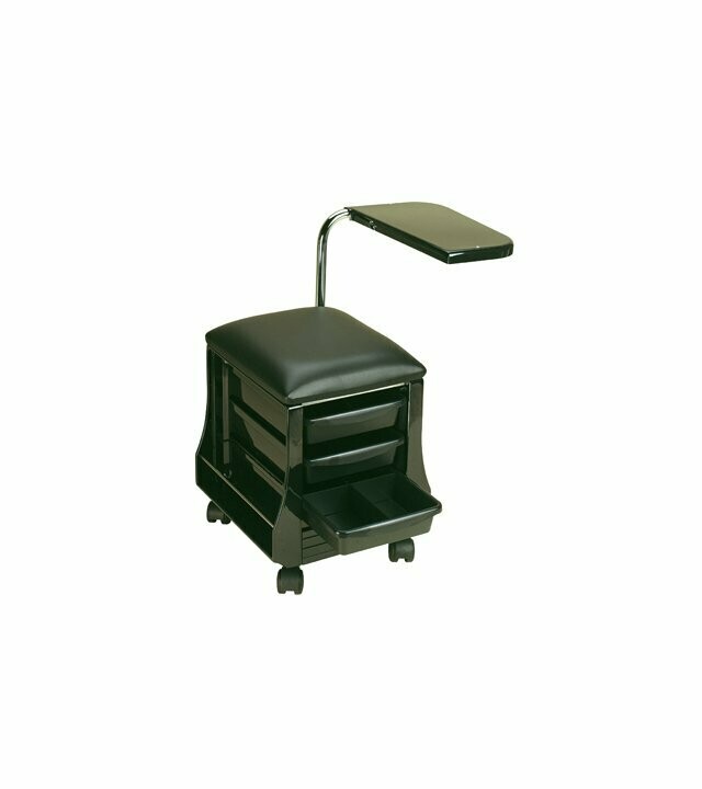 Carrito de manicura con asiento y bandeja ROXANNE color negro