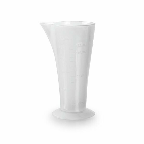 Vaso medidor para tinte 120ml blanco translúcido
