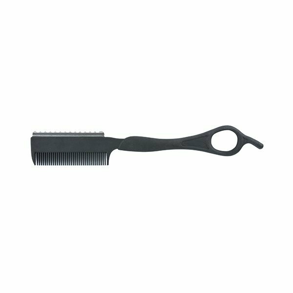 Navaja de entresacar cabello con peine 2 en 1 color negro