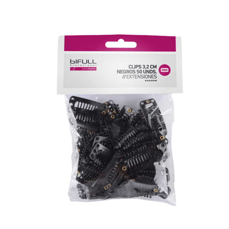 Clips para extensiones de pelo 3,2cm 50x unidades color negro