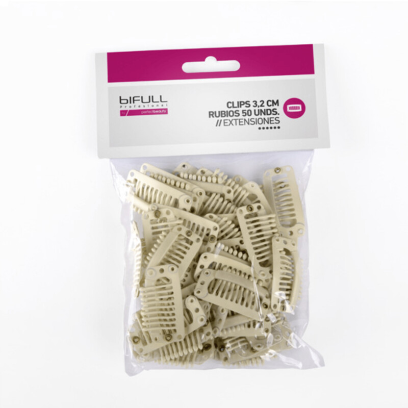 Clips para extensiones de pelo 3,2cm 50x unidades color rubio