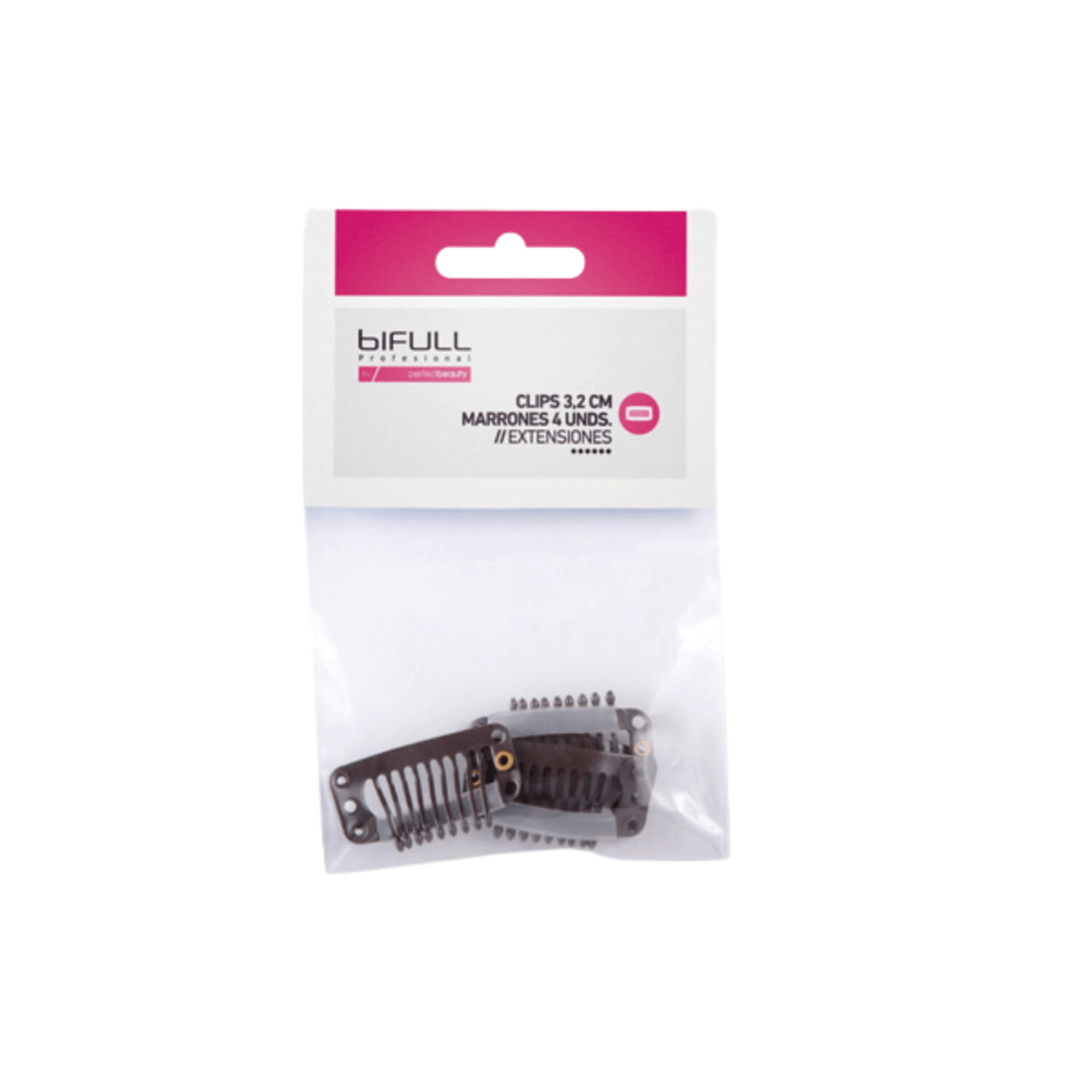 Clips para extensiones de pelo 3,2cm 4x unidades color marrón