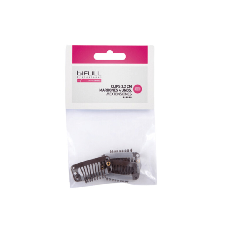 Clips para extensiones de pelo 3,2cm 4x unidades color marrón