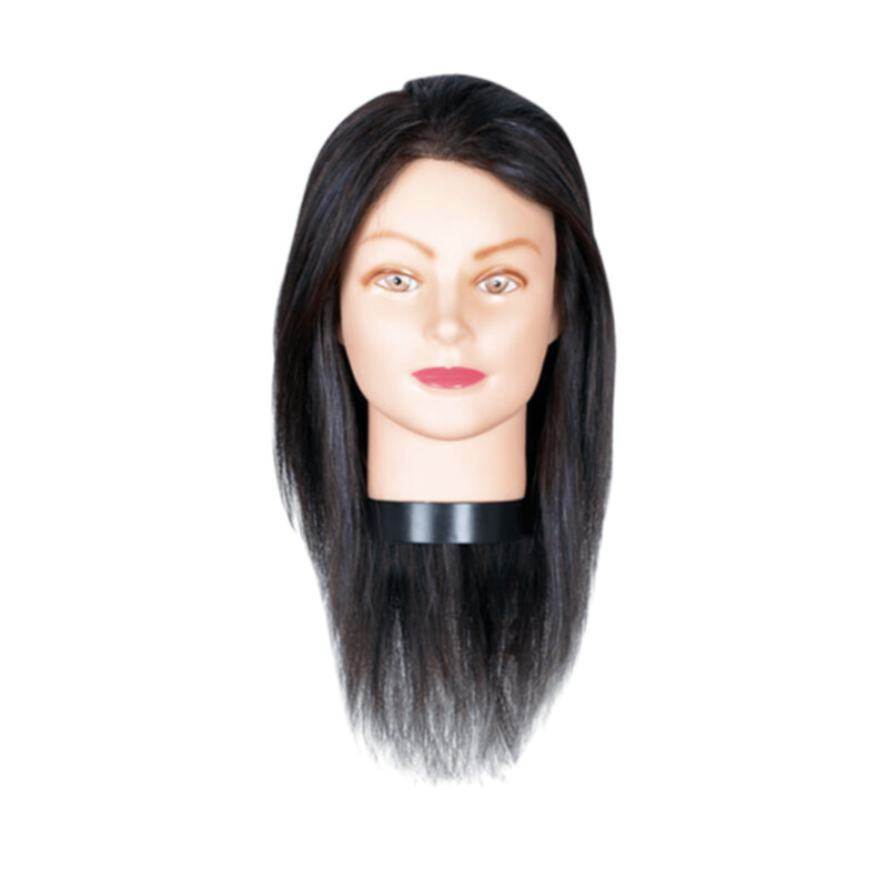 Maniquí Prácticas peluquería cabello 100% humano color negro 40cm