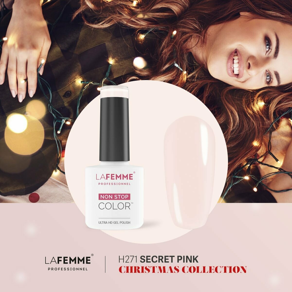 La Femme Esmalte Semipermanente Non-Stop Color Gel UV/LED 8g H271 Secret Pink