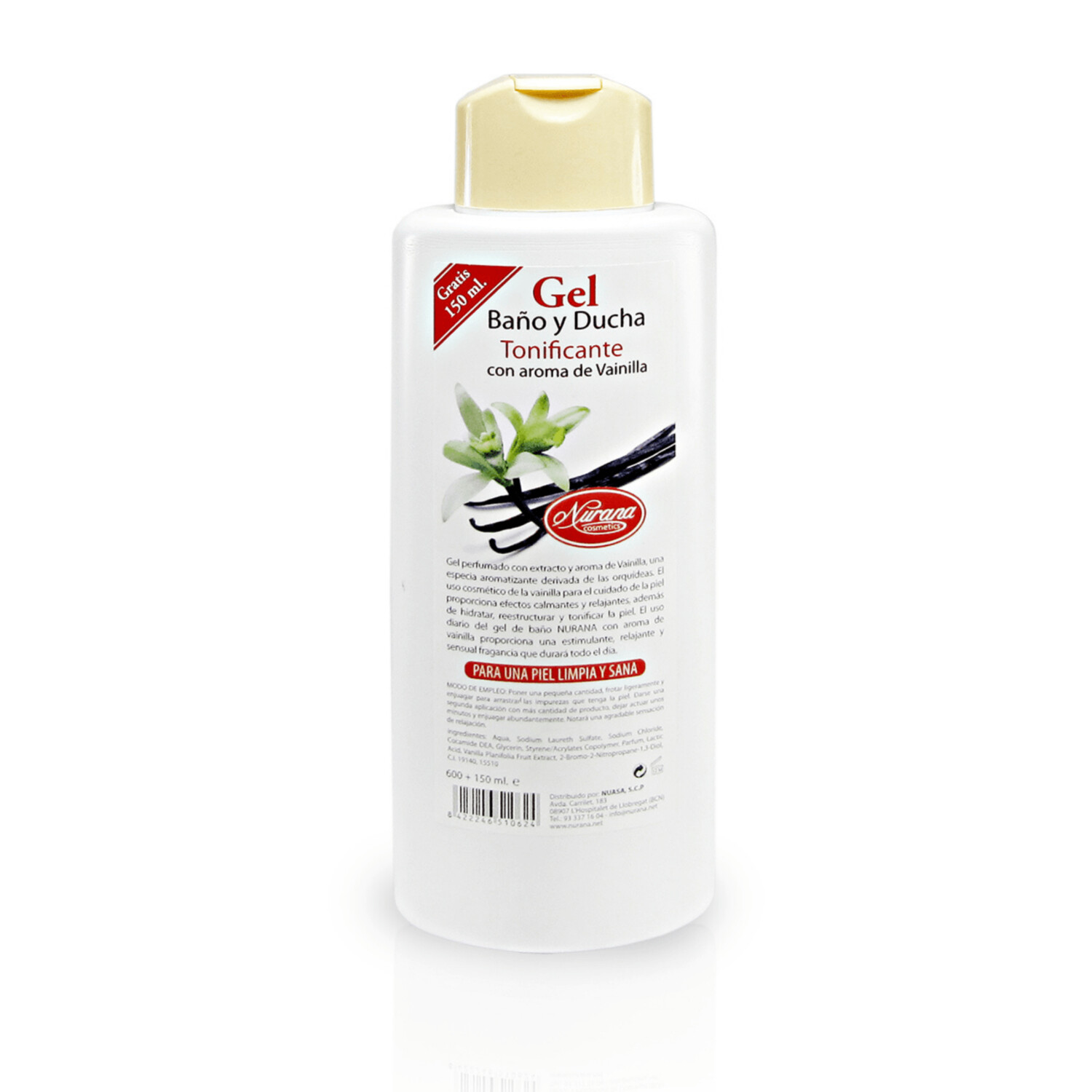 Nurana Gel de Baño y Ducha Tonificante Aroma Vainilla 750ml