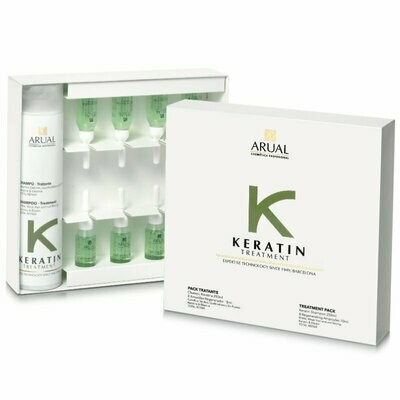 Arual Pack Tratamiento Keratin Champú 250ml y 8x10ml Ampollas regeneradoras