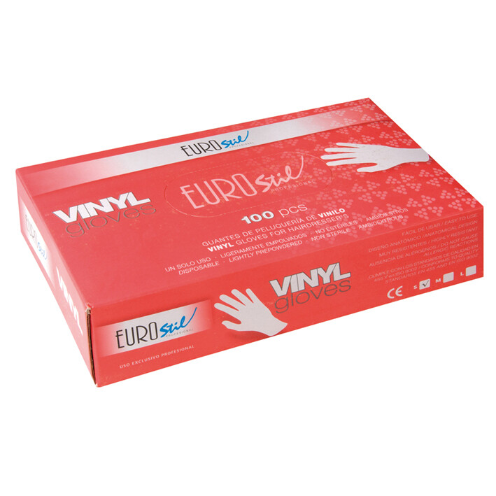 Eurostil Guantes de vinilo natural talla #S 100 uds.