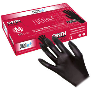 Eurostil Guantes sintéticos color negro Talla Mediana caja 50uds.