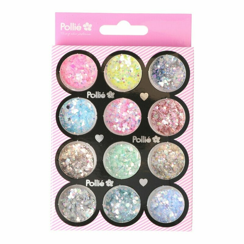 Pollie Set Polvos Glitter Colores Surtidos Para Decoración de Uñas 07348