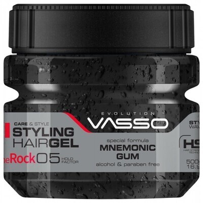 Vasso Styling Hair Gel Mnemonic Gum The Rock 500ml