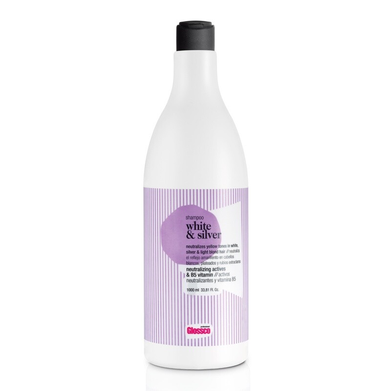 Glossco White&Silver Champú Antiamarillo para Cabellos Rubios o Blancos 1000ml