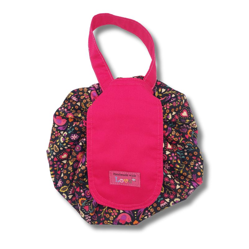 Drawstring Make up Bag Neceser Circular Maquillaje Garden