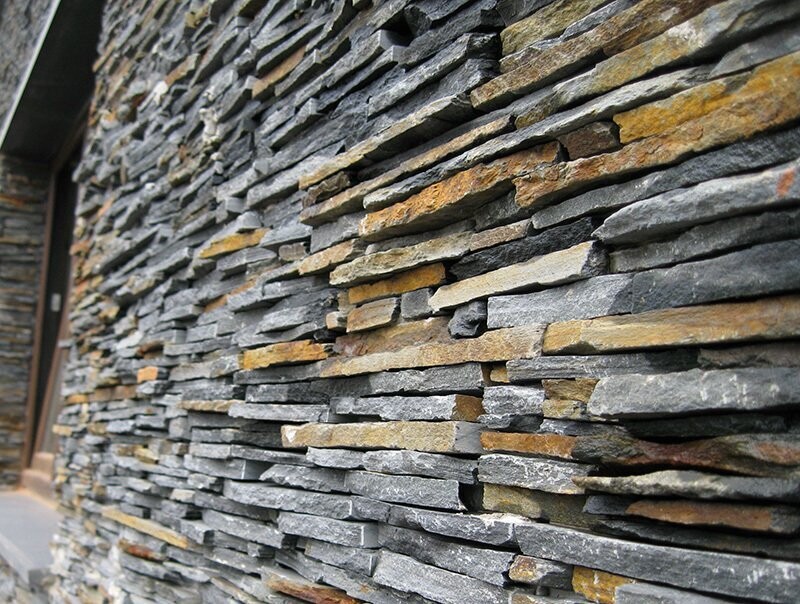 Stone Panel System - Black Slate Thin Real Stone Cladding Panels (Full Crate + Fixing Kit)