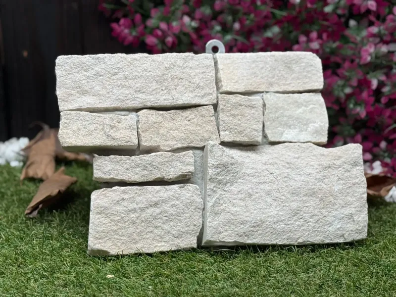 Stone Panel System - White Sandstone Real Stone Cladding Panels (Large Sample)