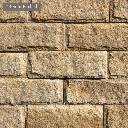 York Stone Coursed & Pitched Face 140mm Real Stone Cladding Slips - Sample