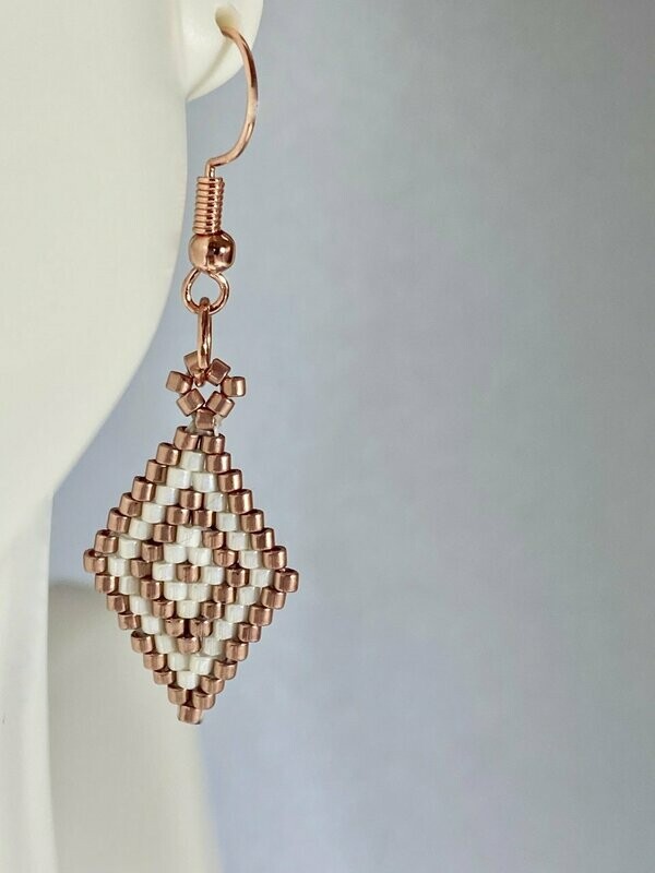 Customizable - Small Diamond Shaped Brick Stitch Earrings