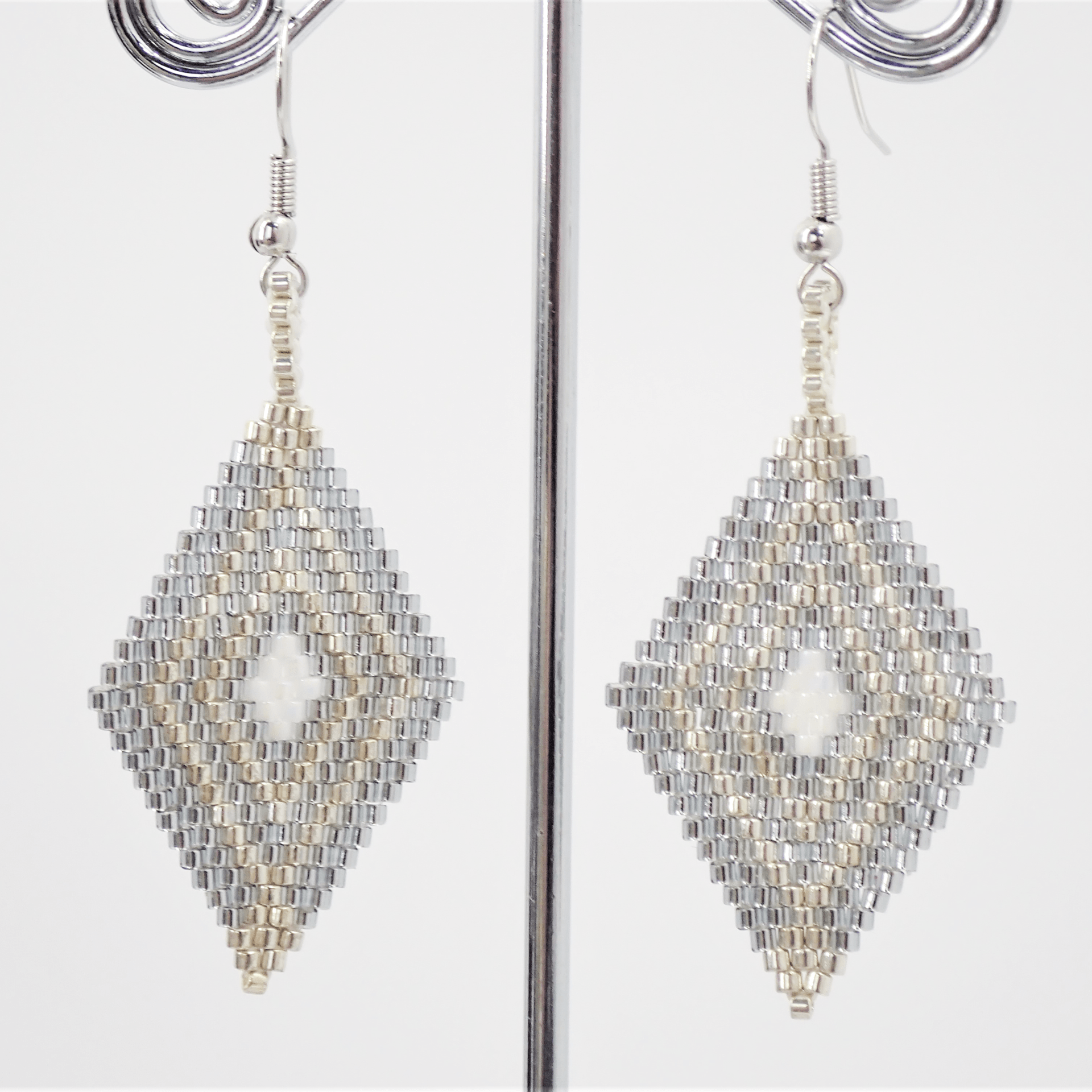 Customizable  - Large Diamond Shaped Brick Stitch Earrings