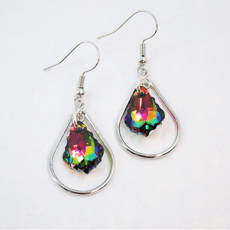 Swarovski Crystal Multi Faceted Teardrop Earrings