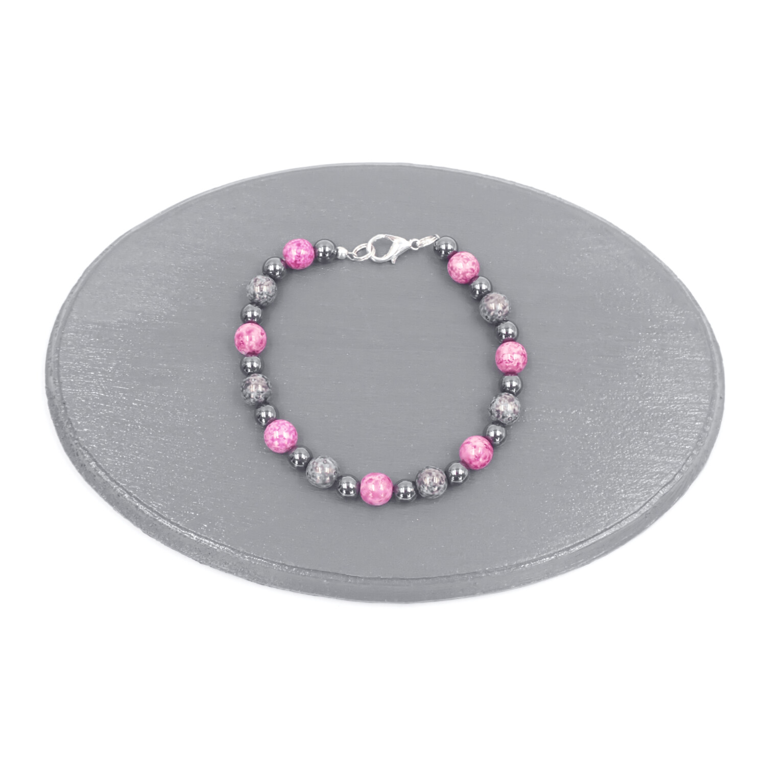 Pink and Gray Marbled Bracelet