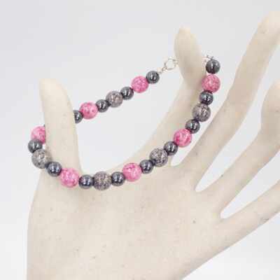 Pink and Gray Marbled Bracelet