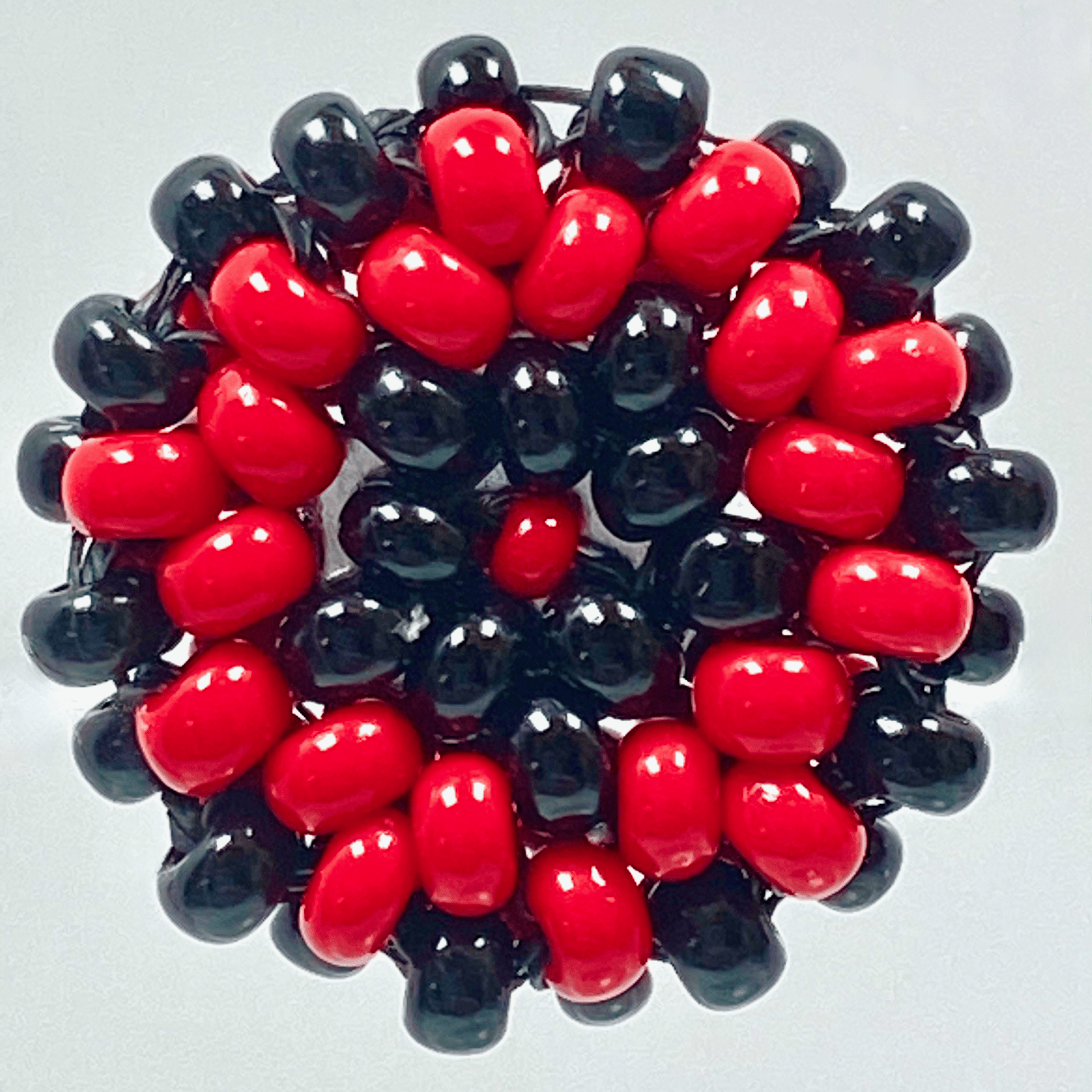 Round Beaded Post Earrings with Black