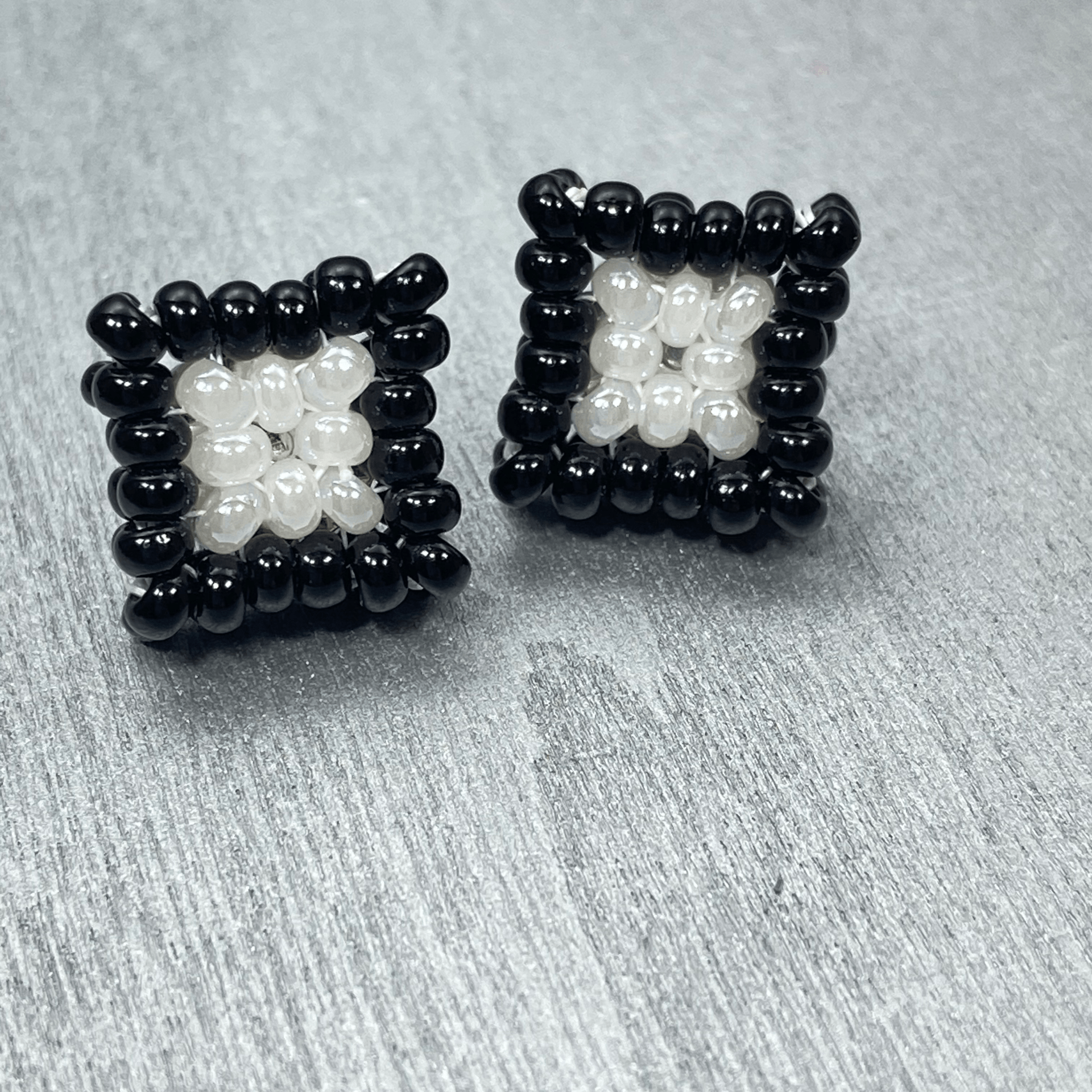 Minimalist Square Beaded Post Earrings