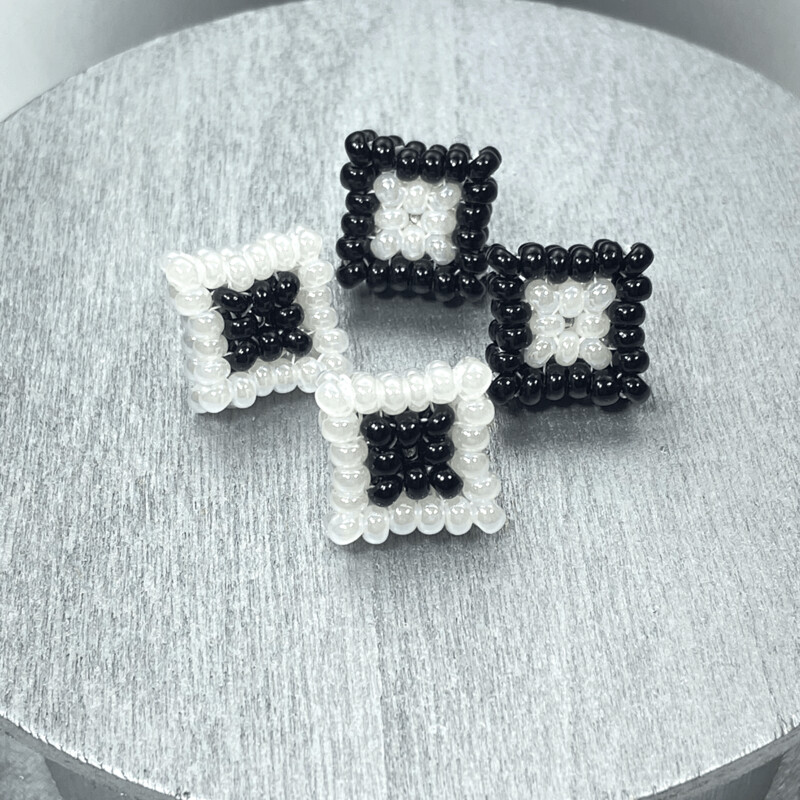 Minimalist Square Beaded Post Earrings