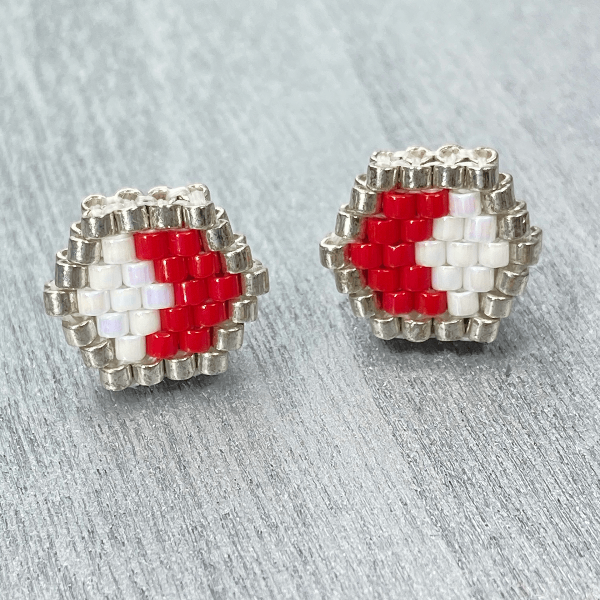 Mini Hexagon Beaded Post Earrings