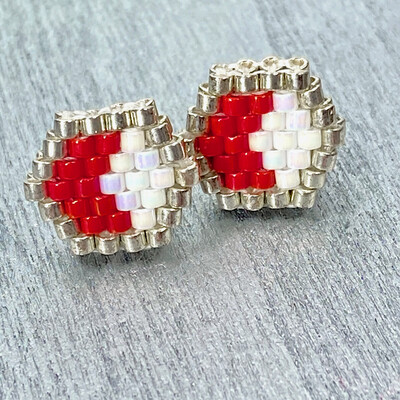 Mini Hexagon Beaded Post Earrings