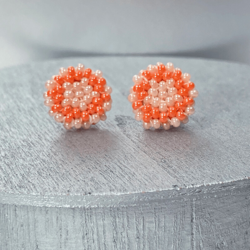 Mini Round Beaded Post Earrings