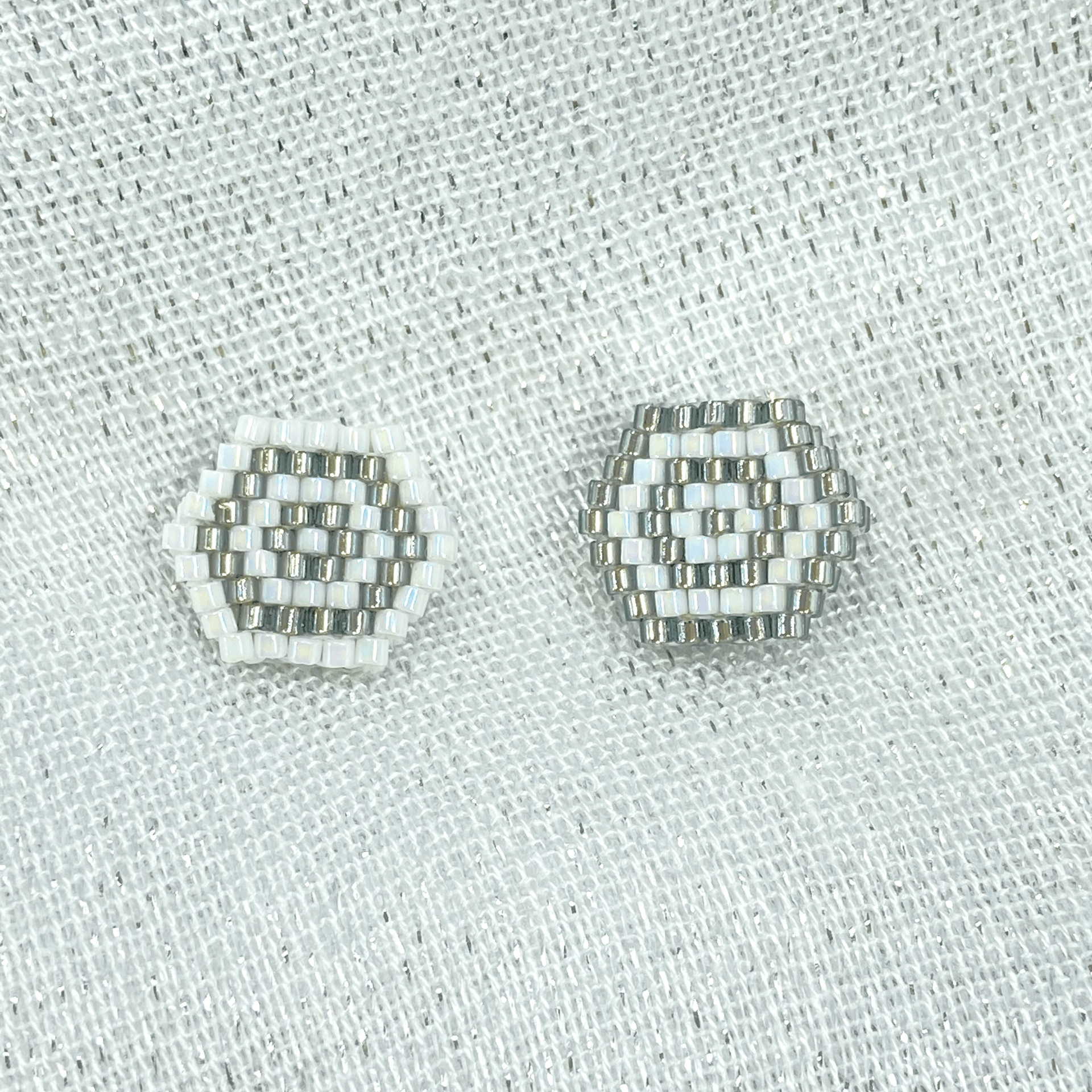 Hexagon Beaded Post Earrings