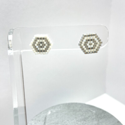 Hexagon Beaded Post Earrings