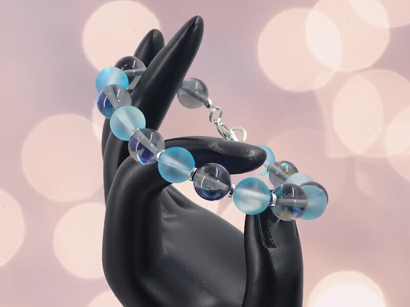 Stunning Manmade Moonstone and Hematite Bracelet